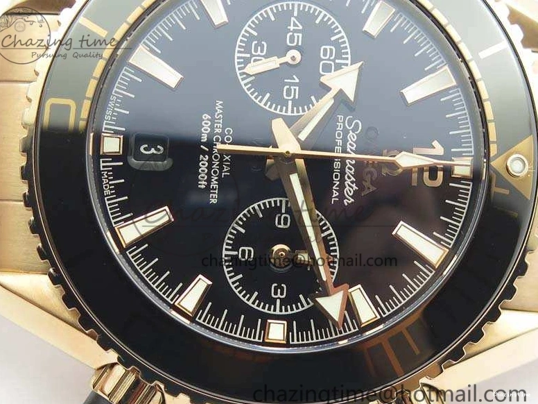 0328 Seamaster Pro Chrono RG Best Edition Black Ceramic Black Dial On RG Bracelet A ComfortFit 8130
